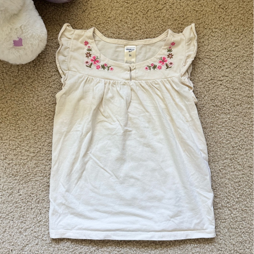 🌸 OshKosh B’gosh Embroidered Sleeveless Top – Size 5T 🌸